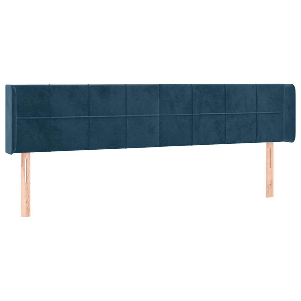 sengegavl med kanter 203x16x78/88 cm fløjl mørkeblå