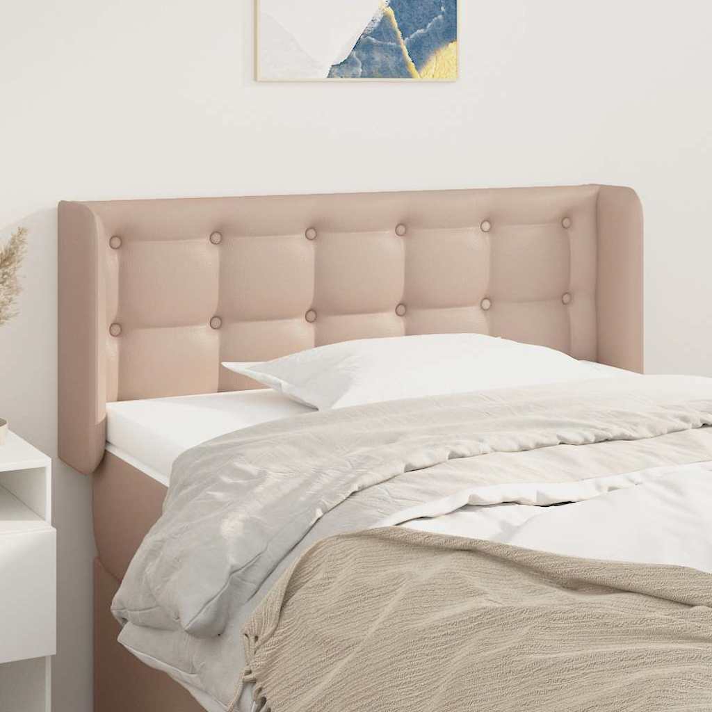 sengegavl med kanter 83x16x78/88 cm kunstlæder cappuccino