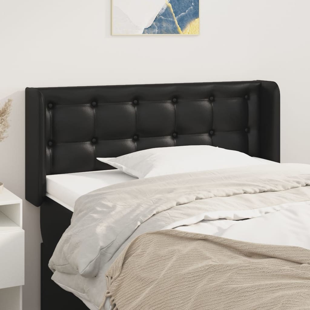 sengegavl med kanter 93x16x78/88 cm kunstlæder sort