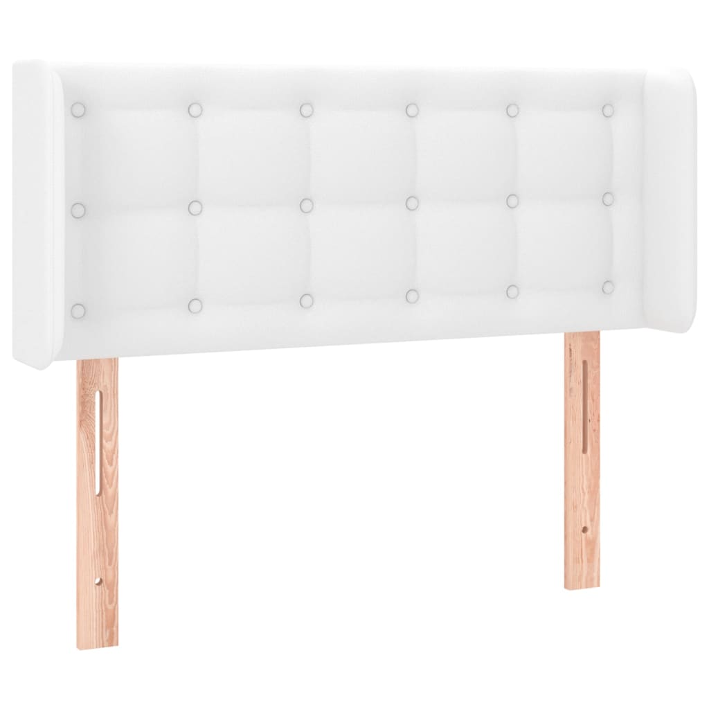 sengegavl med kanter 93x16x78/88 cm kunstlæder hvid