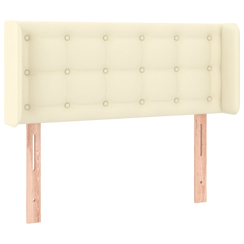sengegavl med kanter 93x16x78/88 cm kunstlæder cremefarvet