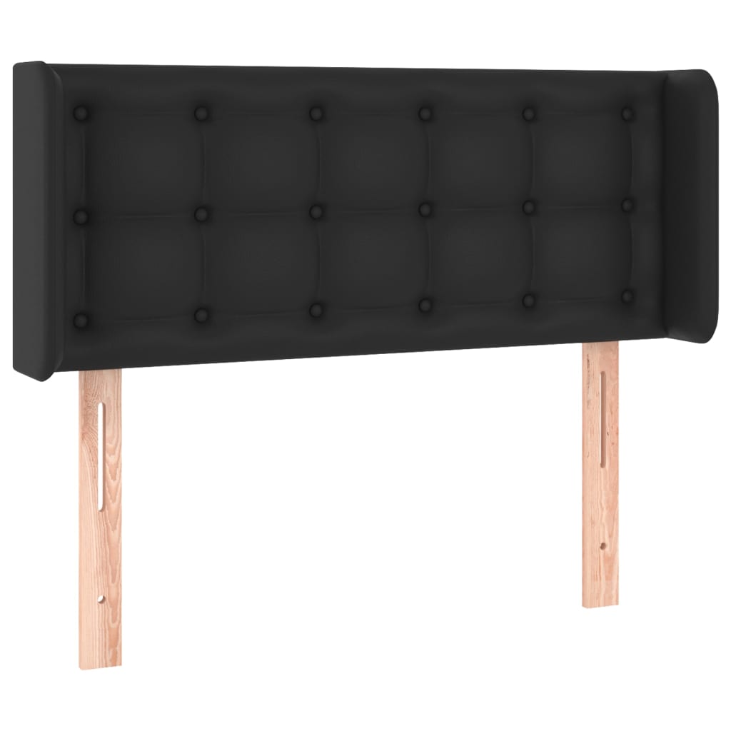 sengegavl med kanter 103x16x78/88 cm kunstlæder sort