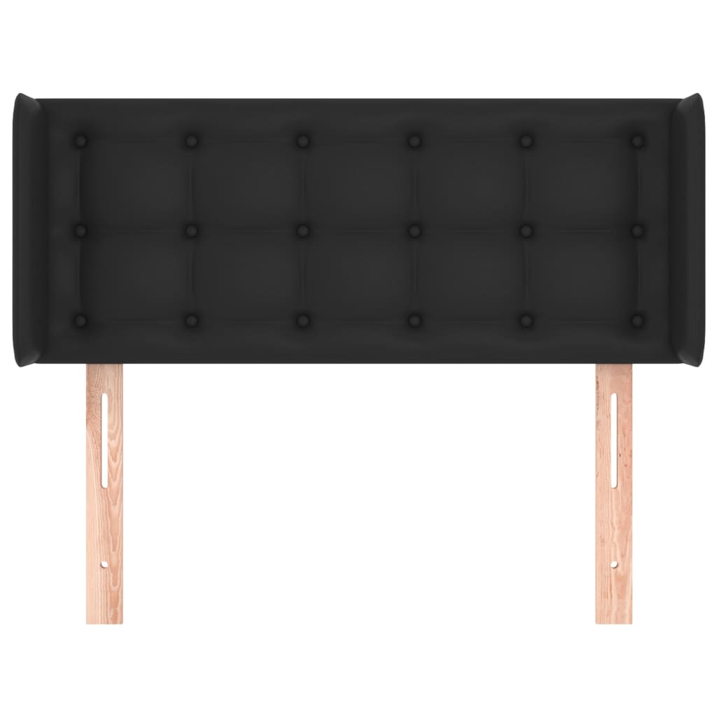 sengegavl med kanter 103x16x78/88 cm kunstlæder sort