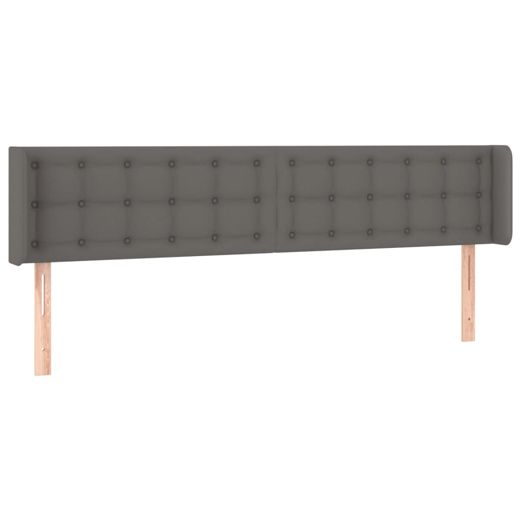 sengegavl med kanter 183x16x78/88 cm kunstlæder grå