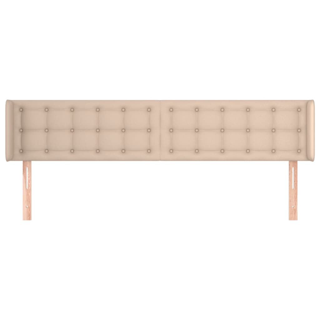 sengegavl med kanter 203x16x78/88 cm kunstlæder cappuccino
