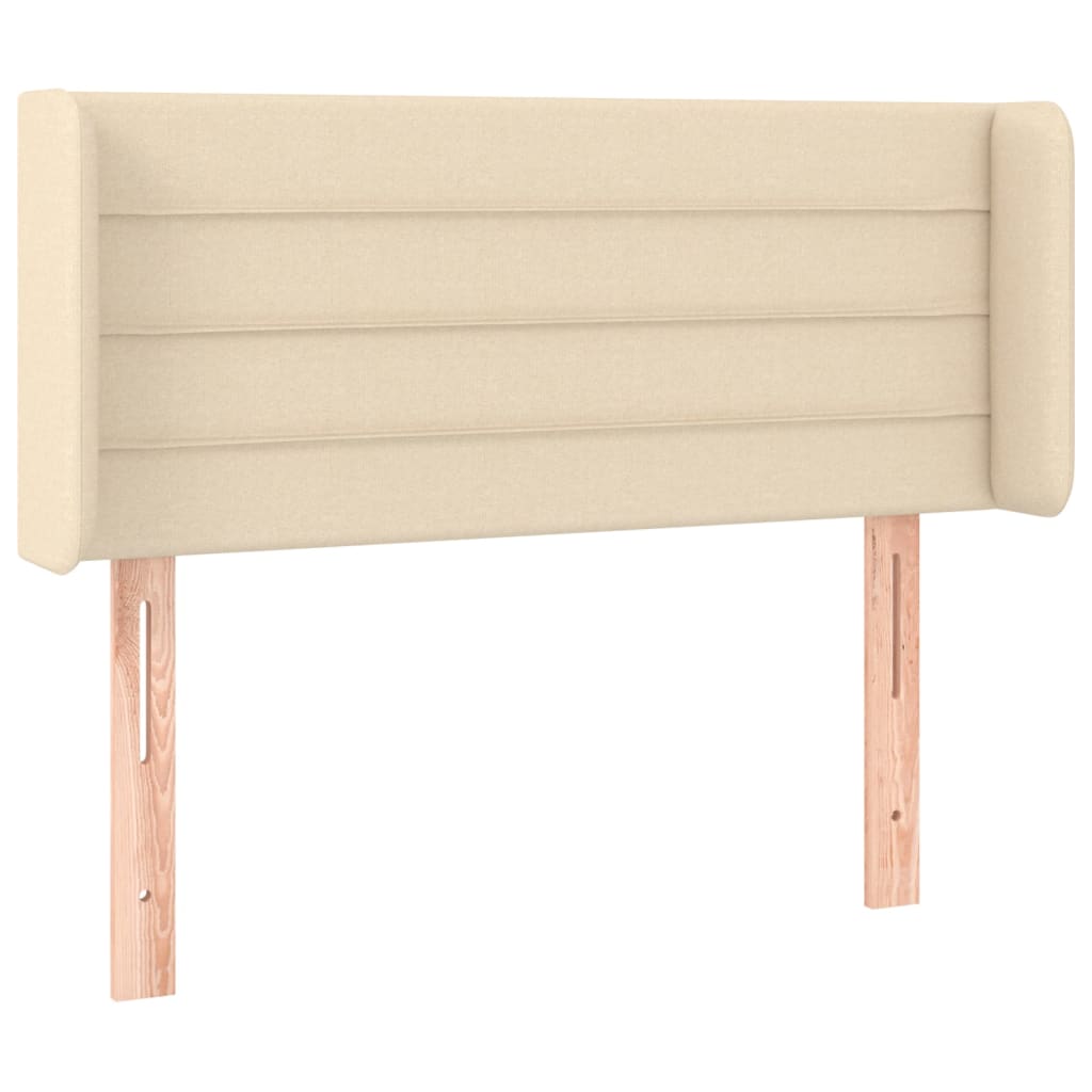 sengegavl med kanter 83x16x78/128 cm stof cremefarvet