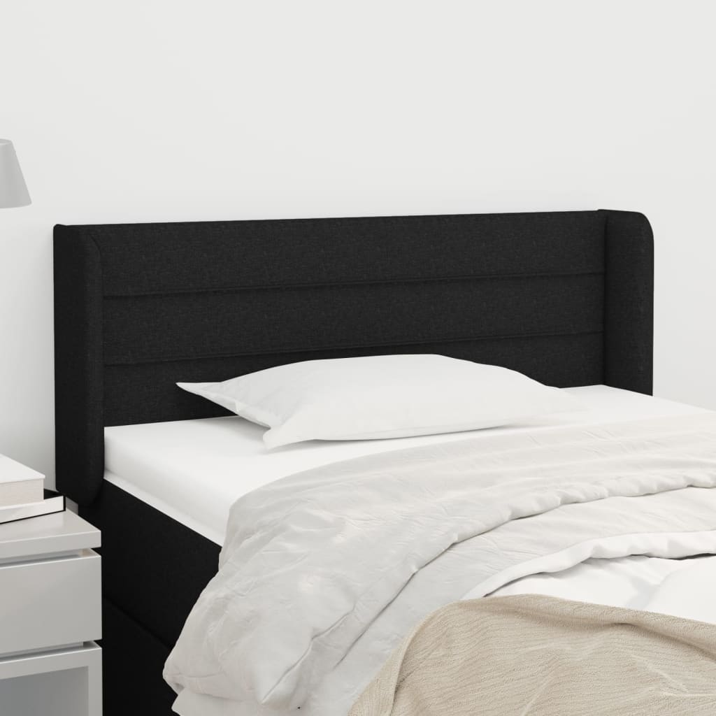 sengegavl med kanter 93x16x78/88 cm stof sort