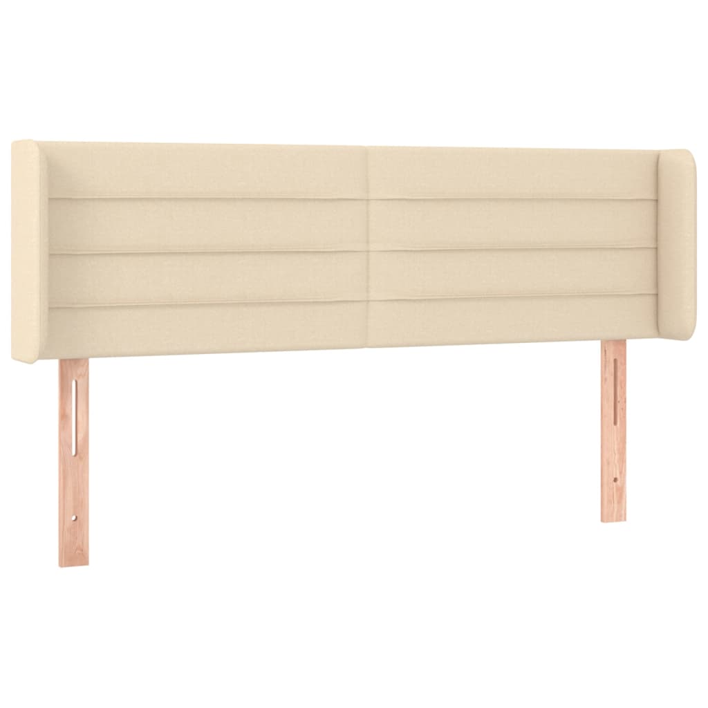 sengegavl med kanter 147x16x78/88 cm stof cremefarvet