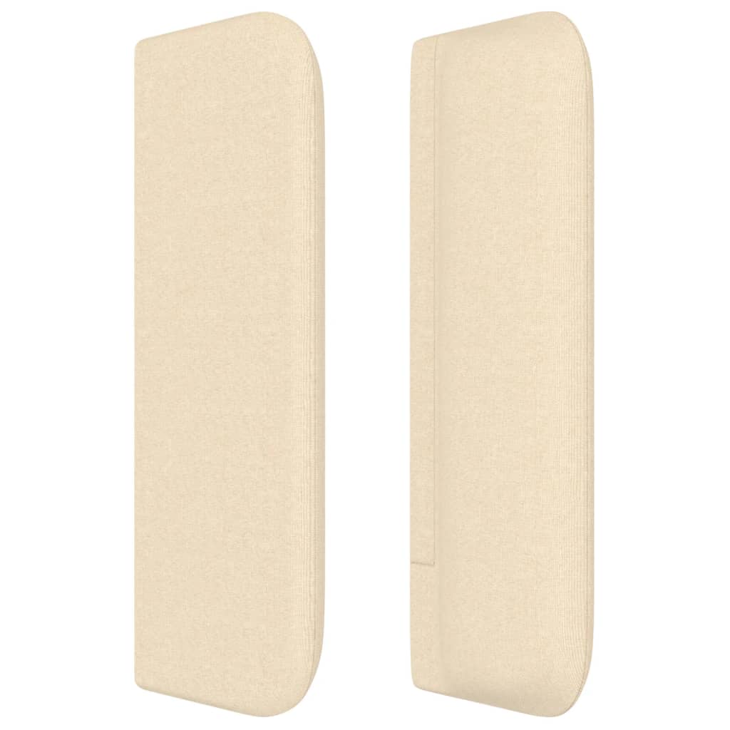 sengegavl med kanter 183x16x78/88 cm stof cremefarvet