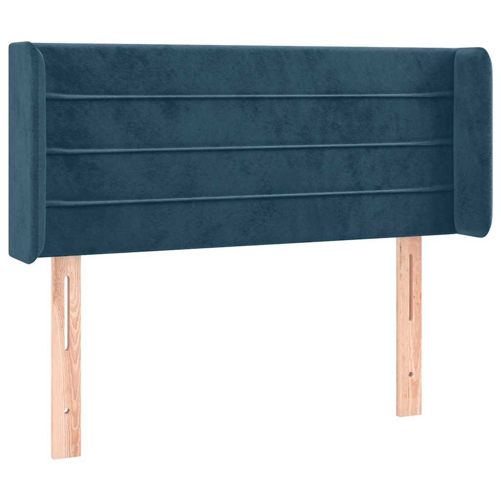 sengegavl med kanter 83x16x78/88 cm fløjl mørkeblå