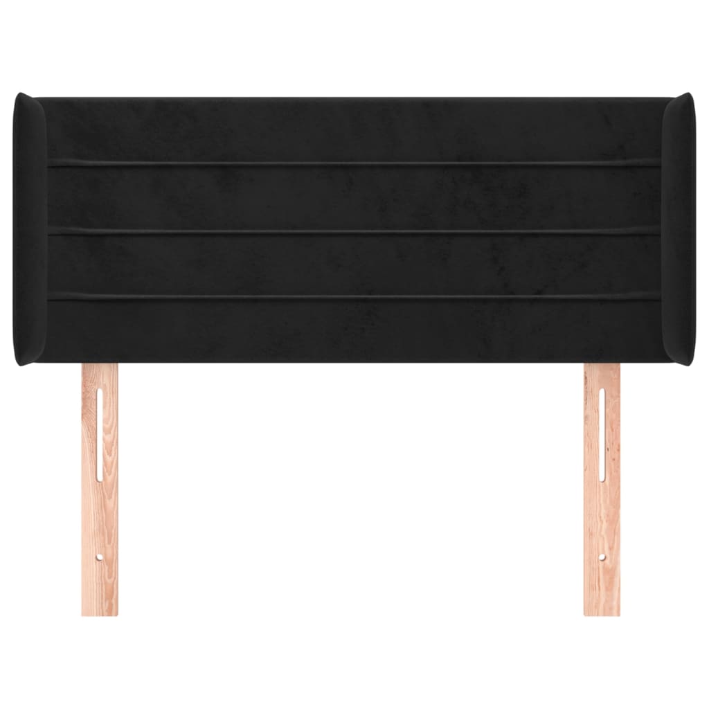 sengegavl med kanter 93x16x78/88 cm fløjl sort