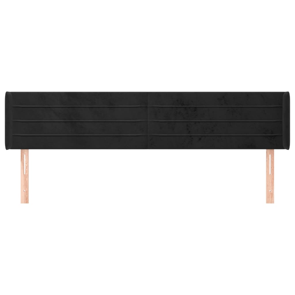 sengegavl med kanter 183x16x78/88 cm fløjl sort