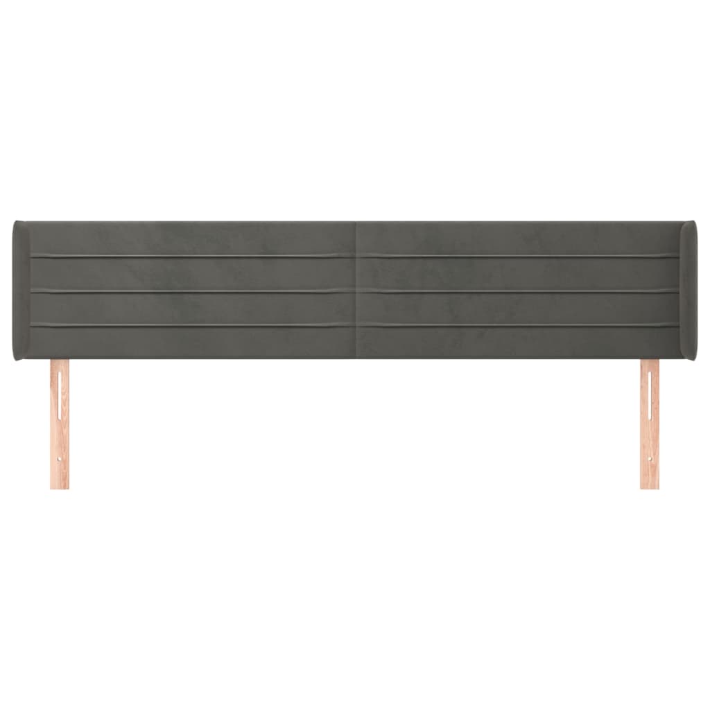 sengegavl med kanter 203x16x78/88 cm fløjl mørkegrå