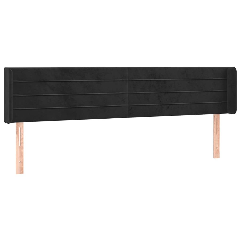 sengegavl med kanter 203x16x78/88 cm fløjl sort