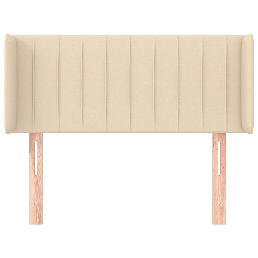 sengegavl med kanter 83x16x78/128 cm stof cremefarvet