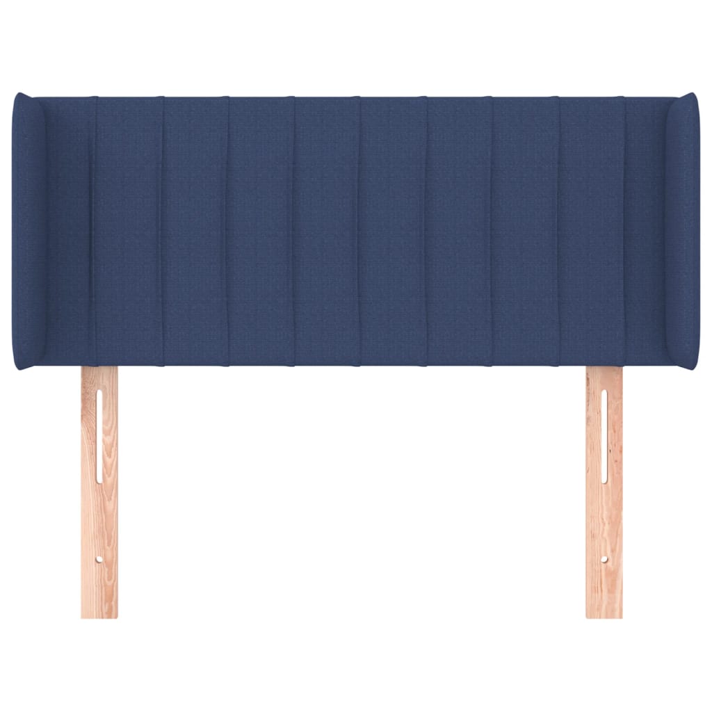 sengegavl med kanter 93x16x78/88 cm stof blå