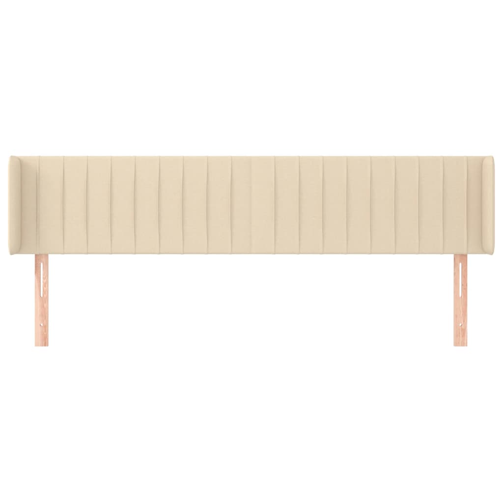 sengegavl med kanter 163x16x78/88 cm stof cremefarvet
