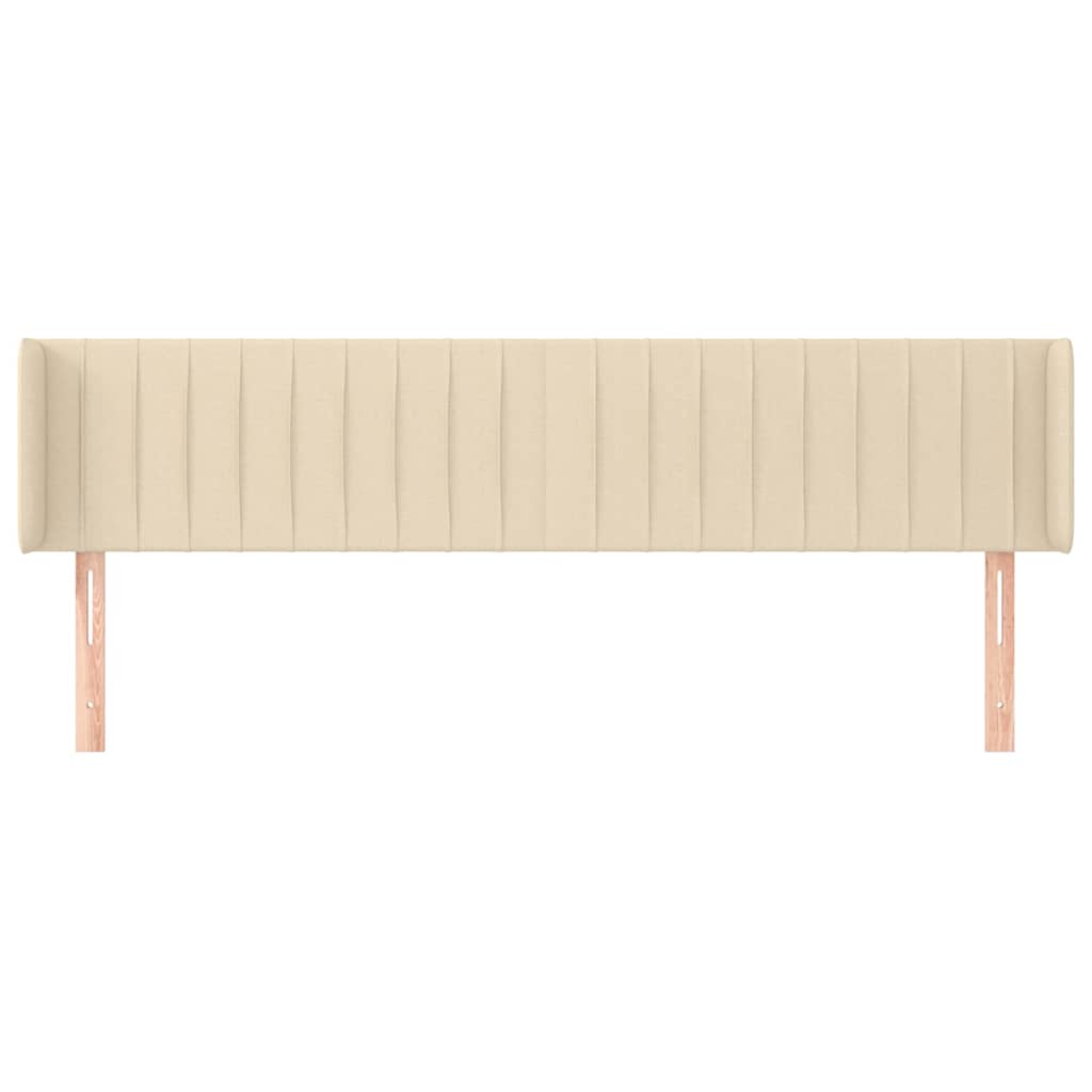 sengegavl med kanter 183x16x78/88 cm stof cremefarvet