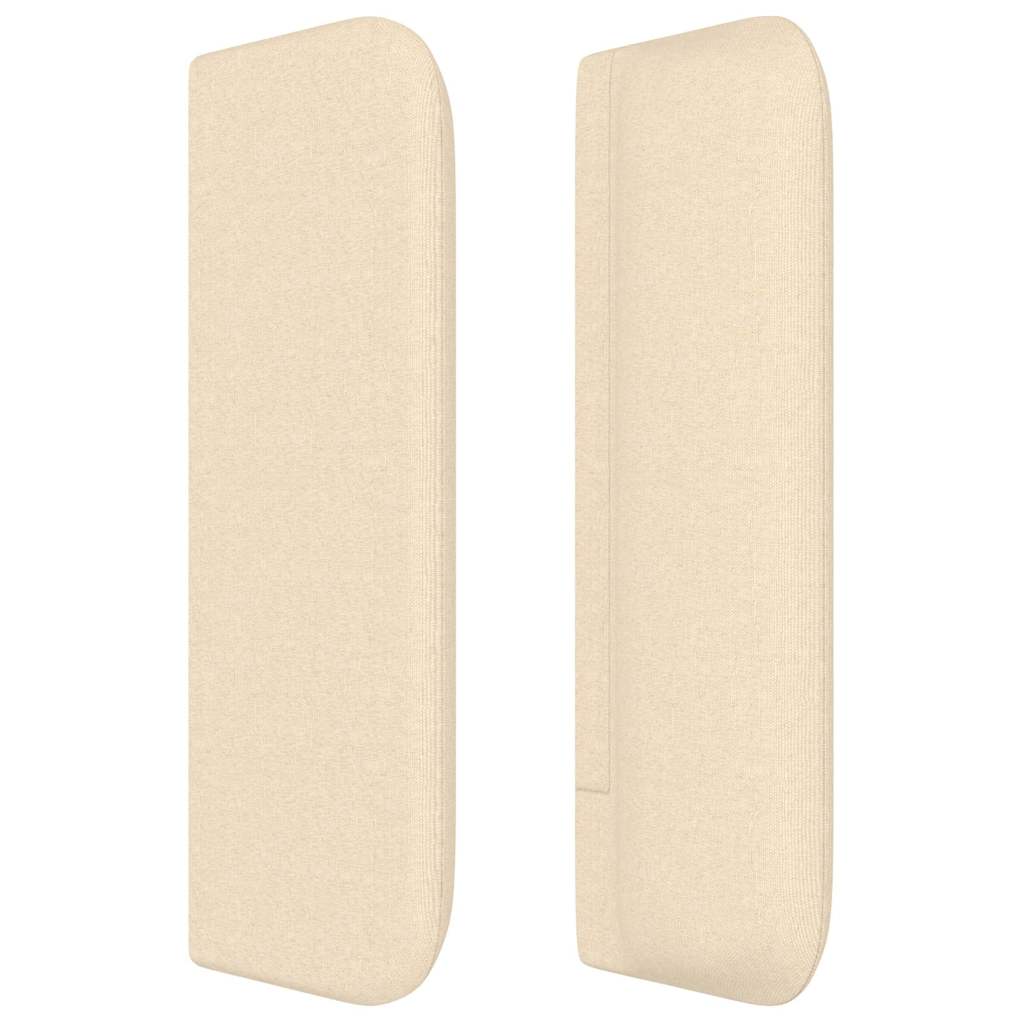 sengegavl med kanter 183x16x78/88 cm stof cremefarvet