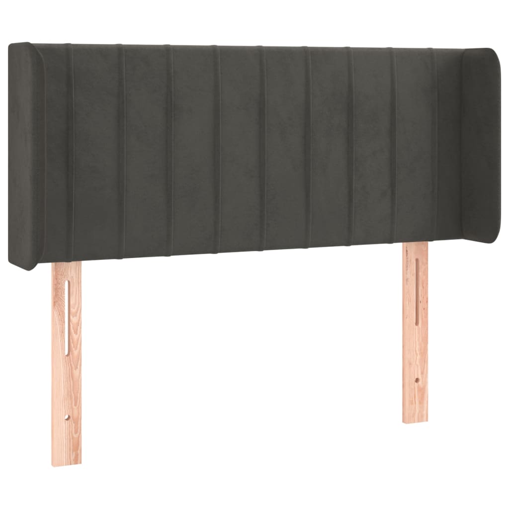 sengegavl med kanter 93x16x78/88 cm fløjl mørkegrå