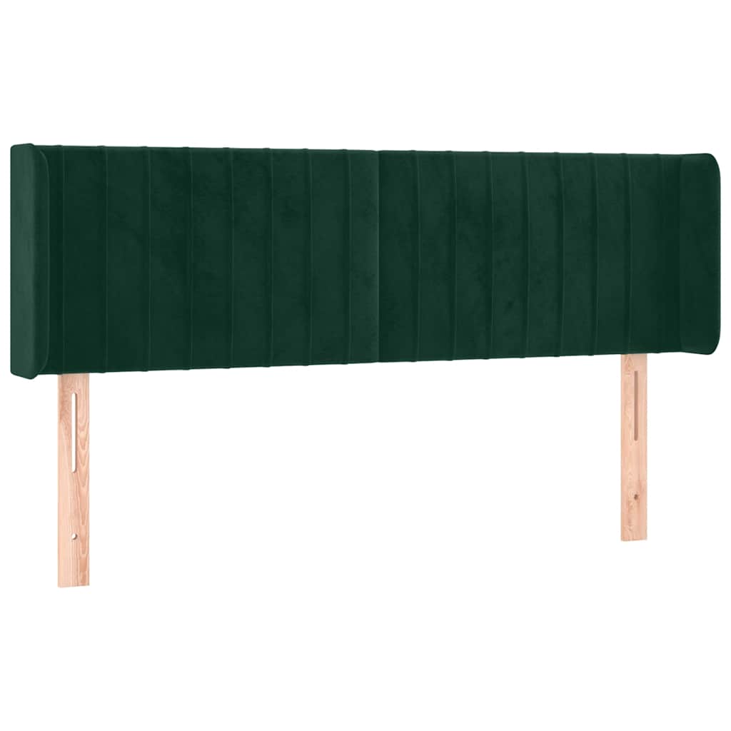 sengegavl med kanter 147x16x78/88 cm fløjl mørkegrøn