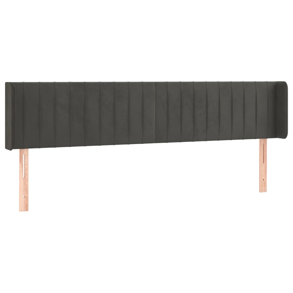 sengegavl med kanter 163x16x78/88 cm fløjl mørkegrå
