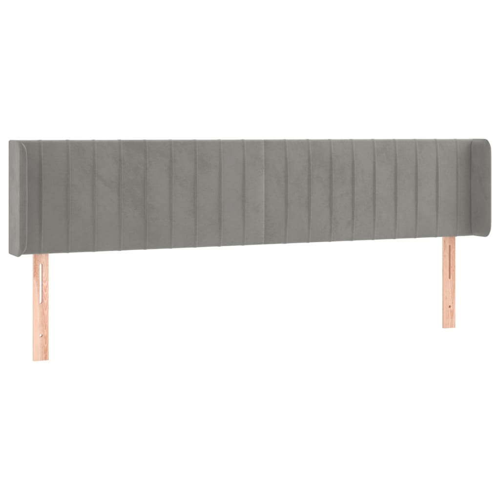 sengegavl med kanter 183x16x78/88 cm fløjl lysegrå