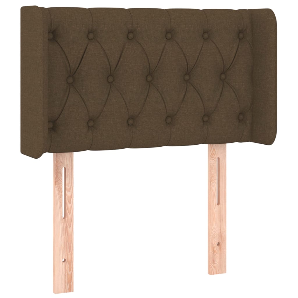 sengegavl med kanter 83x16x78/128 cm stof mørkebrun