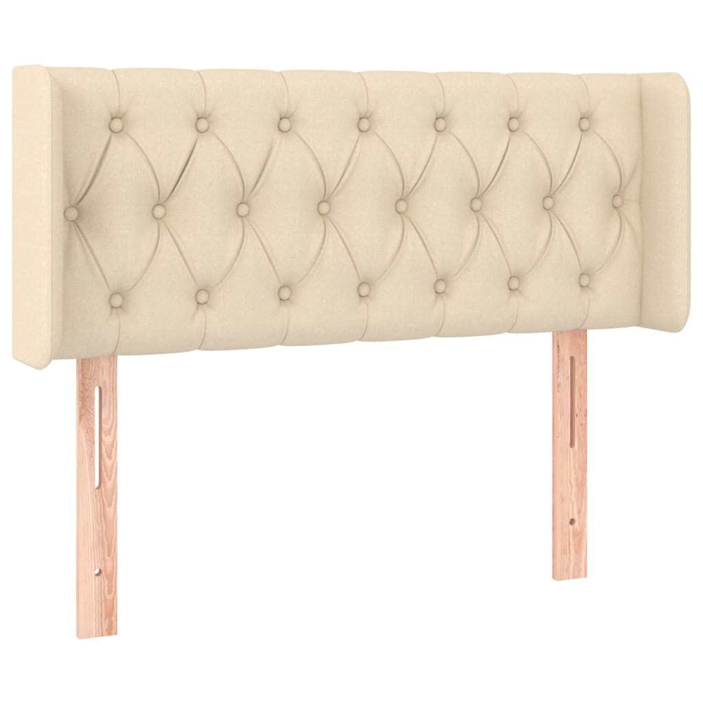 sengegavl med kanter 93x16x78/88 cm stof cremefarvet