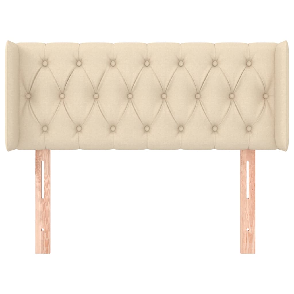 sengegavl med kanter 93x16x78/88 cm stof cremefarvet