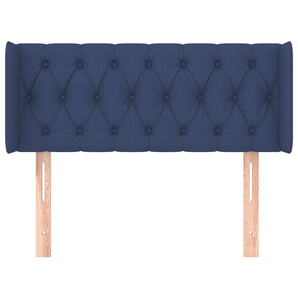 sengegavl med kanter 93x16x78/88 cm stof blå