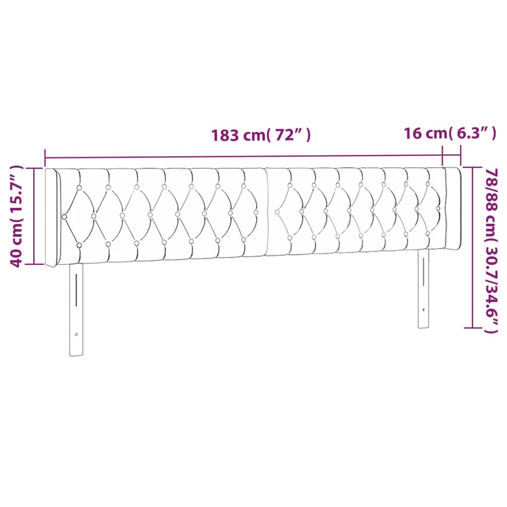sengegavl med kanter 183x16x78/88 cm stof gråbrun