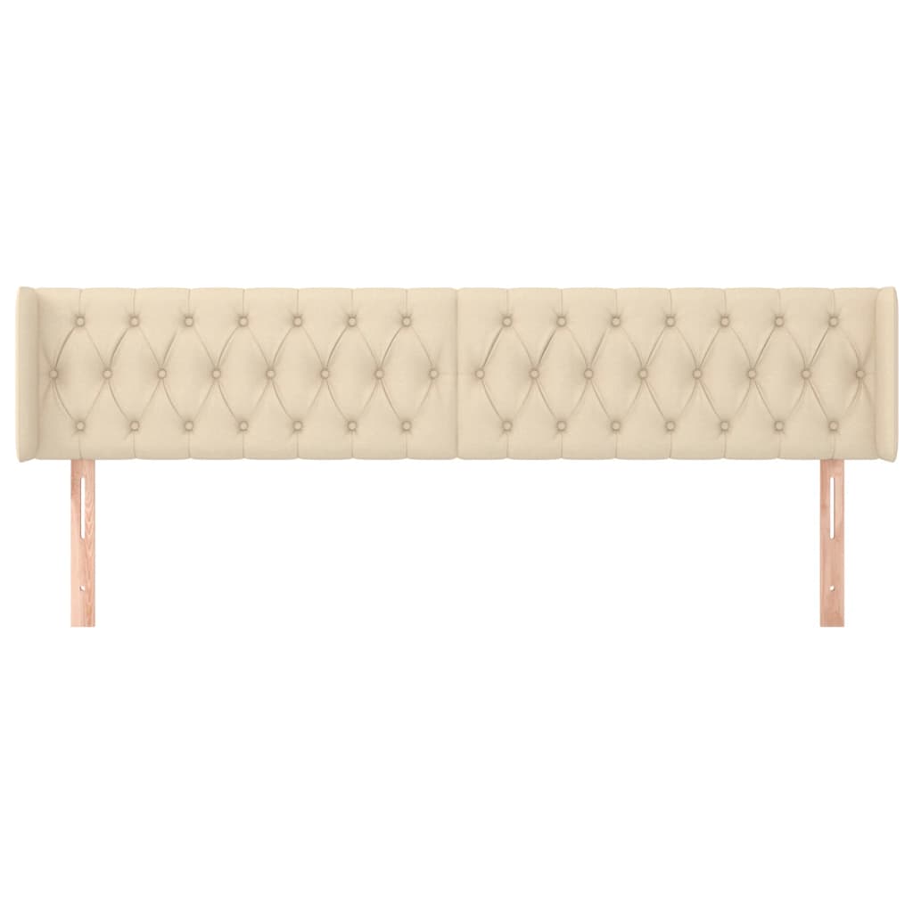 sengegavl med kanter 183x16x78/88 cm stof cremefarvet