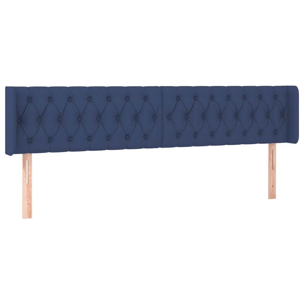 sengegavl med kanter 183x16x78/88 cm stof blå