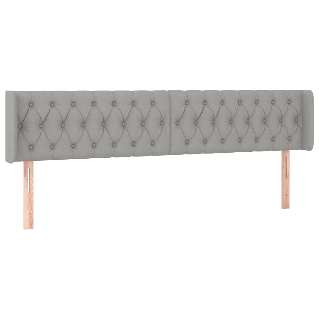 sengegavl med kanter 203x16x78/88 cm stof lysegrå