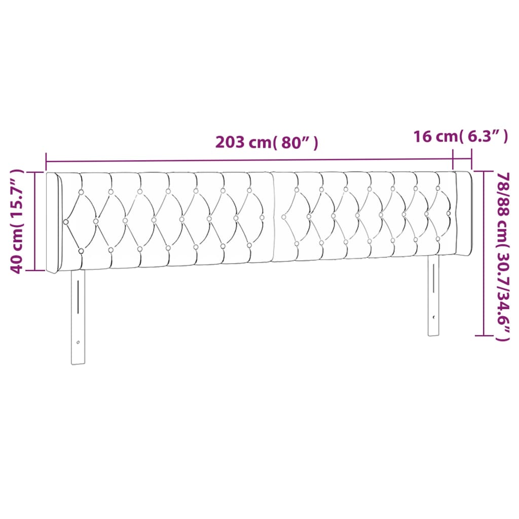 sengegavl med kanter 203x16x78/88 cm stof gråbrun