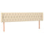 sengegavl med kanter 203x16x78/88 cm stof cremefarvet