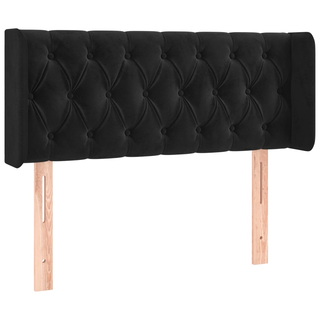 sengegavl med kanter 93x16x78/88 cm fløjl sort