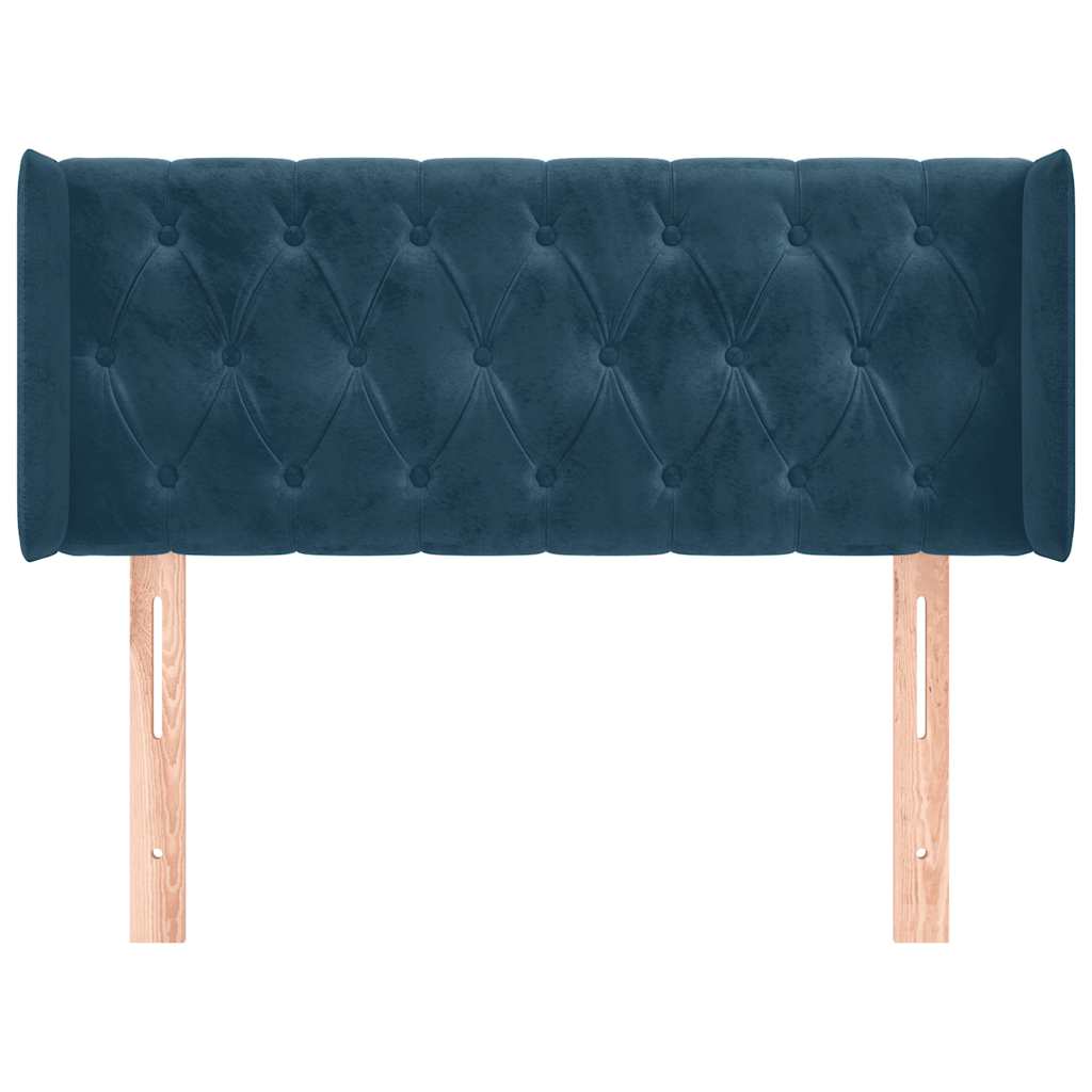 sengegavl med kanter 103x16x78/88 cm fløjl mørkeblå