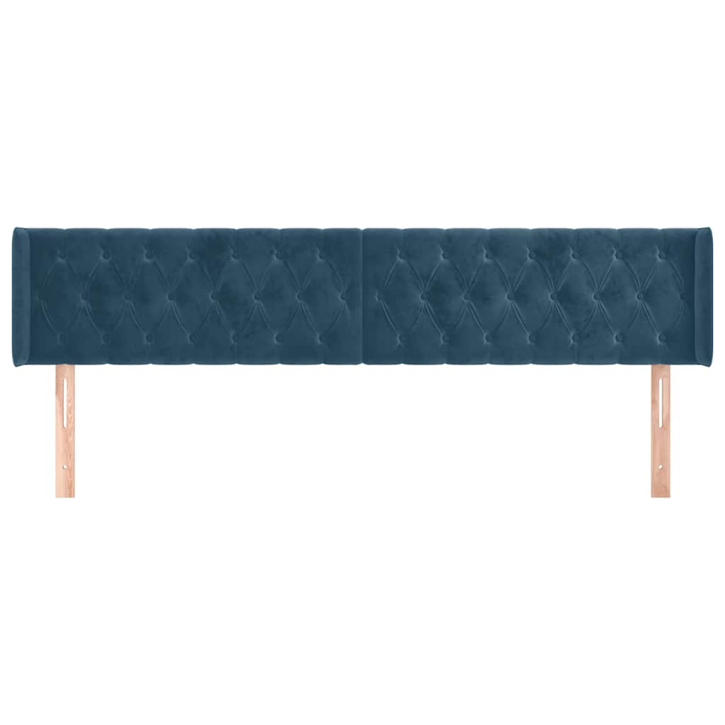 sengegavl med kanter 183x16x78/88 cm fløjl mørkeblå