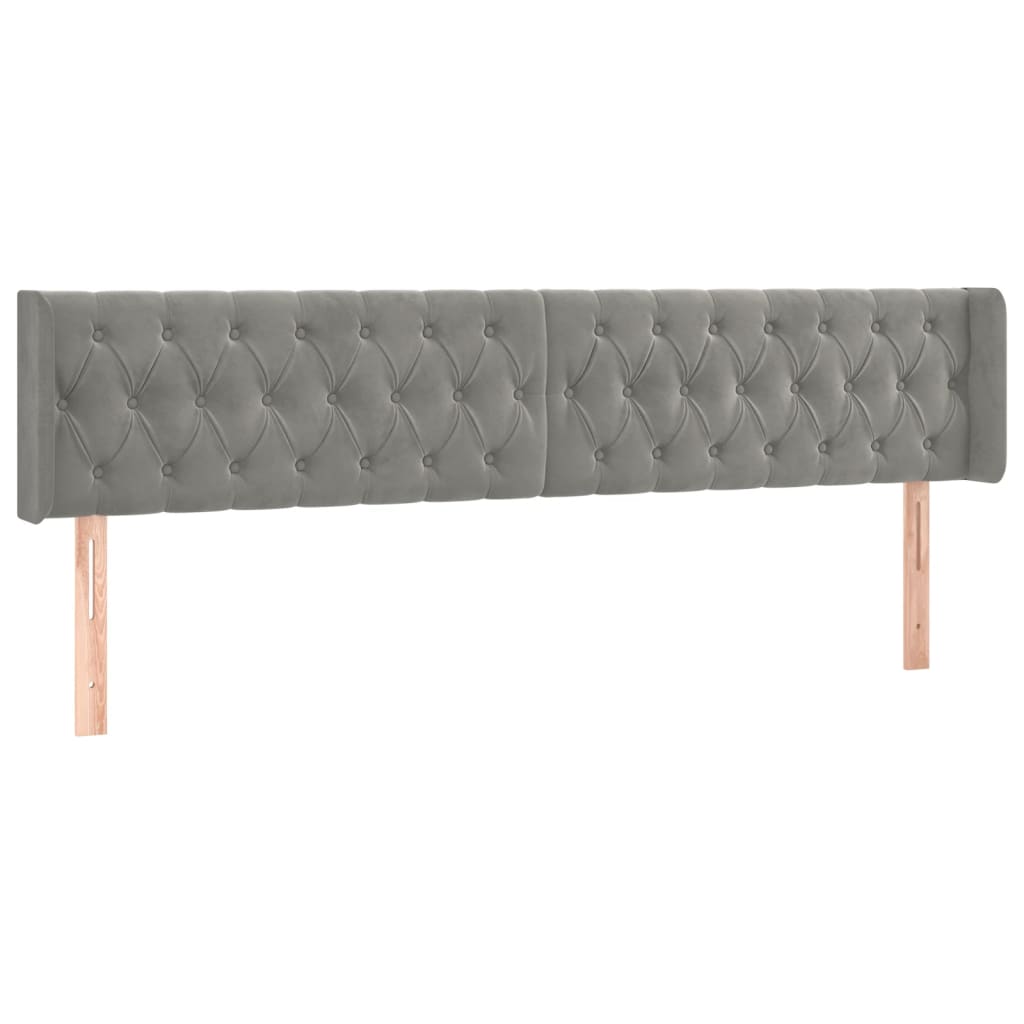 sengegavl med kanter 203x16x78/88 cm fløjl lysegrå