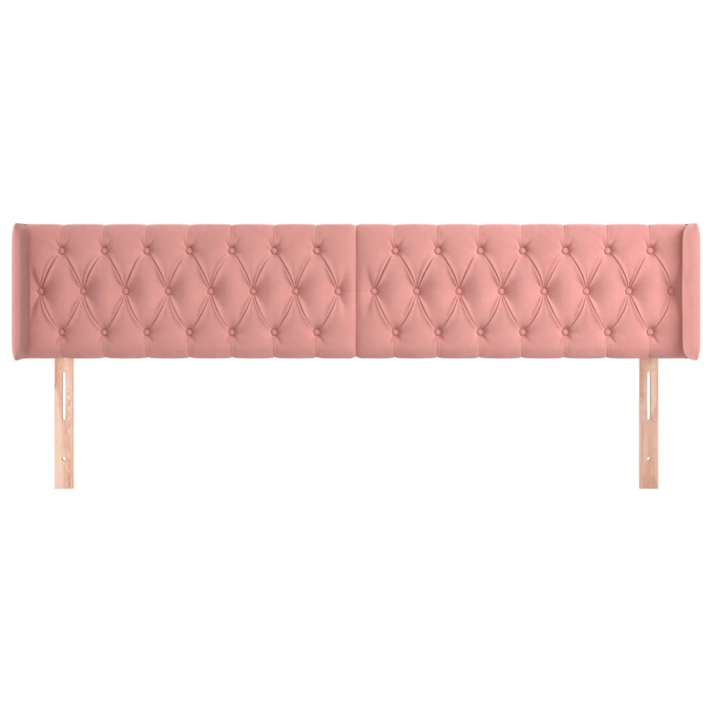 sengegavl med kanter 203x16x78/88 cm fløjl lyserød