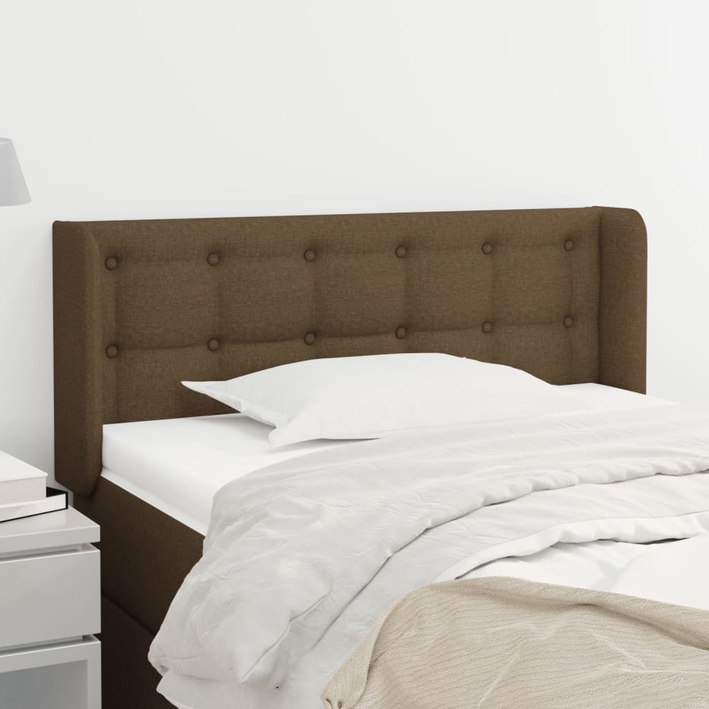 sengegavl med kanter 83x16x78/128 cm stof mørkebrun