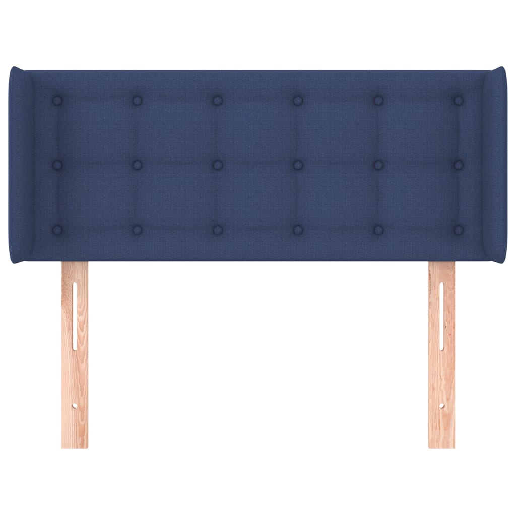 sengegavl med kanter 93x16x78/88 cm stof blå