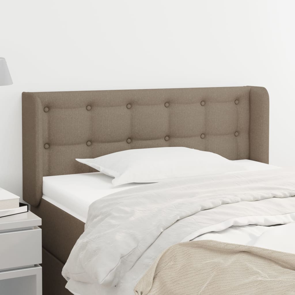 sengegavl med kanter 103x16x78/88 cm stof gråbrun