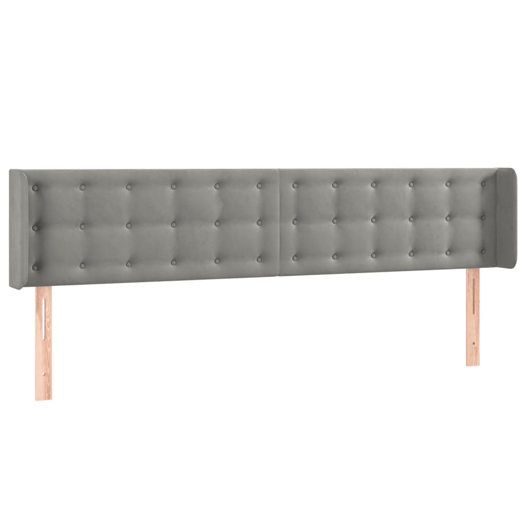 sengegavl med kanter 183x16x78/88 cm fløjl lysegrå