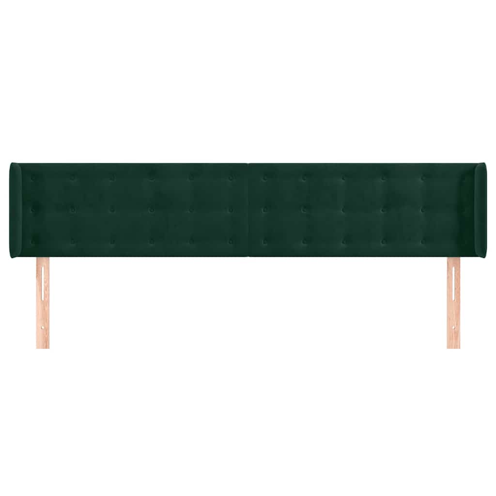sengegavl med kanter 183x16x78/88 cm fløjl mørkegrøn