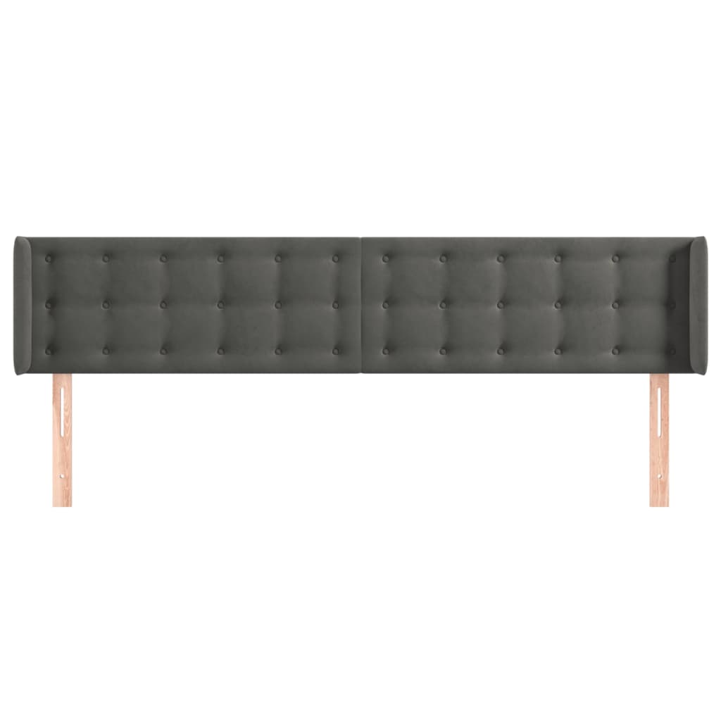 sengegavl med kanter 203x16x78/88 cm fløjl mørkegrå