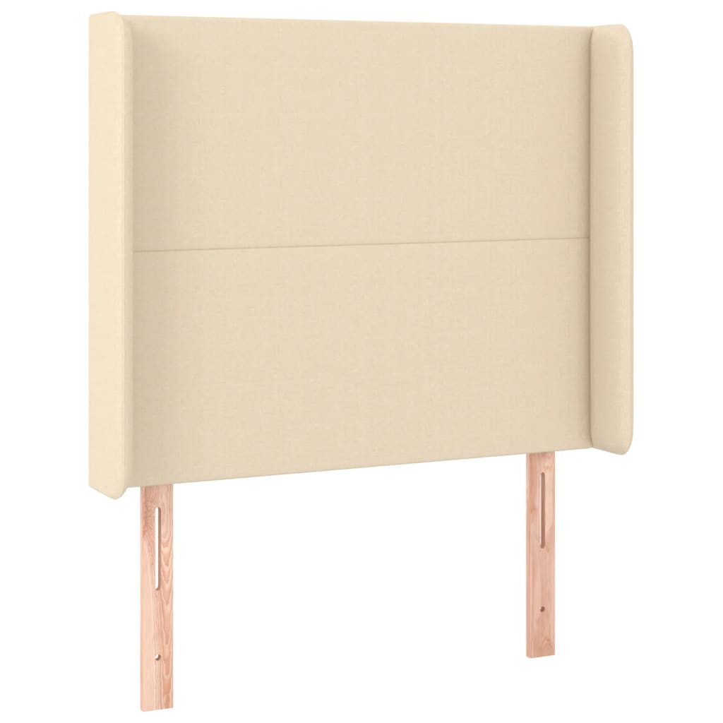 sengegavl med kanter 83x16x118/128 cm stof cremefarvet