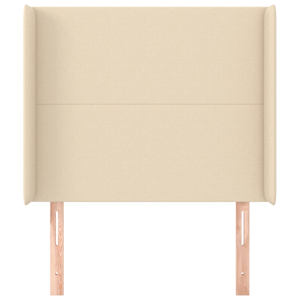 sengegavl med kanter 83x16x118/128 cm stof cremefarvet